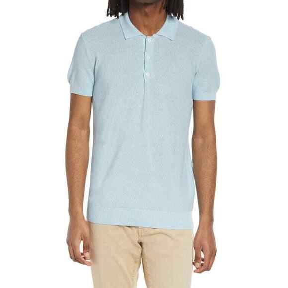 A.P.C. Other - A.P.C. Men Jude Solid Polo Shirt Light Blue Size XXL 1805